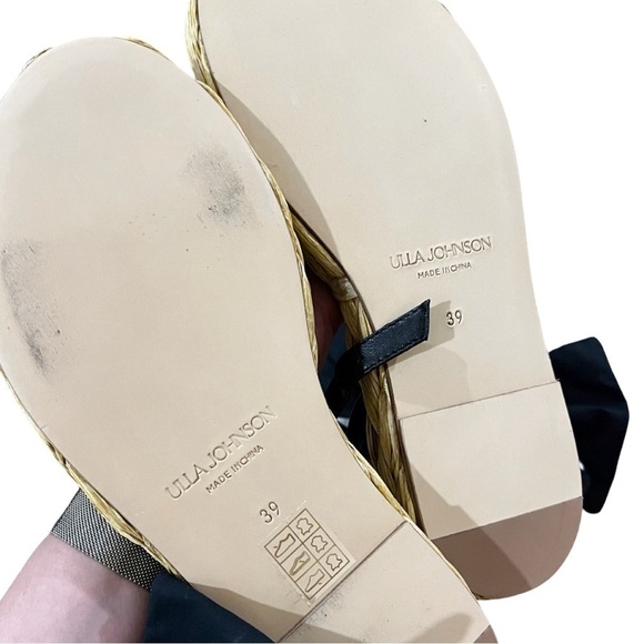 NWT ULLA JOHNSON Clara Bow Black Leather Espadrille Sandals Sz 39 - Picture 5 of 6